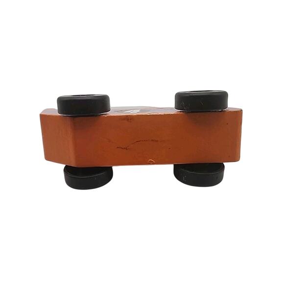 Wooden Toy Cars Lot of 2 Orange Race Car #4 & White Ambulance Pretend Play - Picture 11 of 11